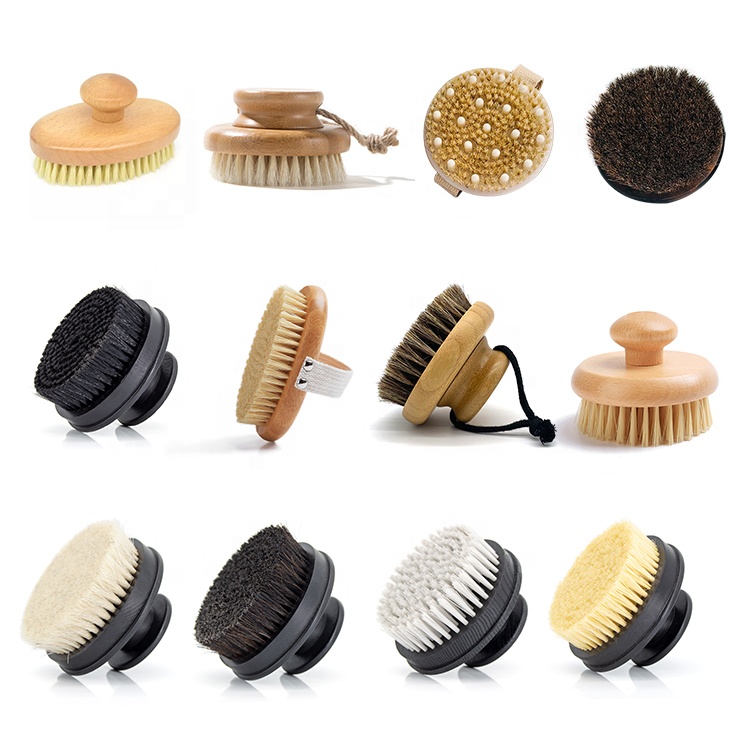 Пользовательский логотип, круглая форма, натуральная сизаль, веганская щетина, Бамбуковая деревянная щетка для сухого тела для ванны для женщин