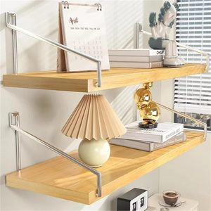 Particiones rectas montadas en la pared no perforadas Estantes de almacenamiento de madera suspendidos Estanterías para libros montadas en la pared Estantes de cocina - Product Image 3