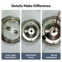 Accessoires pour bateaux, éclairage pour bateaux, lumière de plafond LED marine 2W 4 pouces, 12V, IP65, étanche, 268LM, PC + acier inoxydable 316, yacht, camping-car