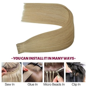 Extensiones de Cabello Virgen de Doble Trama de Color Gris, Suministro de Fábrica FH, Trama Plana y Delgada, Cabello Humano Europeo Liso, Venta al Por Mayor - Product Image 3