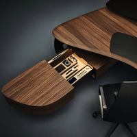Bureau de direction italien en forme de L Ensemble table et chaises d'étude modernes de haute qualité Mobilier de bureau de luxe en cuir
