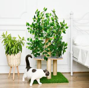Grand griffoir pour <span class=keywords><strong>chat</strong></span> de haute qualité Arbre à <span class=keywords><strong>chat</strong></span> de grande taille avec laine bois plastique et sisal avec plantes et feuilles - Product Image 5