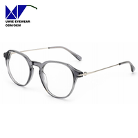 Monture de prescription ronde en métal et acétate sur mesure OEM, taille 50-22-145, vision haute définition pour adultes unisexes, MOQ flexible (100 pièces)