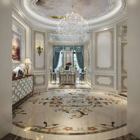 Carreau de design à motif de médaillon de fleur d'entrée en marbre au jet d'eau de taille personnalisée OEM pour hall d'hôtel