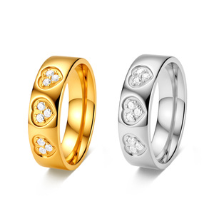 Anello con Cuore in Zirconia da 6mm, Acciaio Inossidabile 304 Placcato Oro, Delicato Anello Promessa d'Amore per Donne - Product Image 2