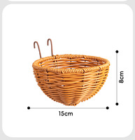 Panier suspendu en forme de nid d'oiseau tissé à la main avec mousqueton, design ouvert, nid d'oiseau à longue queue pour perruche et caturra