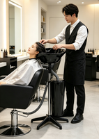 Meubles de salon de beauté modernes, lavabo en céramique noir pour salon de coiffure