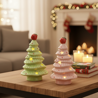 Cartoon-Apfel Weihnachtsbaum-Stern LED-Nachtlicht Weihnachtsdekoration Keramik-Tischdekoration Geschenk