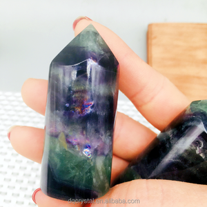 คริสตัลฟลูออไรต์สีรุ้งธรรมชาติ ทรงหอคอย ปลายแหลม ขัดเงา คริสตัลทรงเสา ขนาดเล็ก สำหรับบำบัดและตกแต่ง - Product Image 2