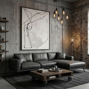 Peinture abstraite texturée à lignes neutres minimalistes, 100% peinte à la main sur toile, décoration intérieure, œuvre d'art pour la maison - Product Image 4