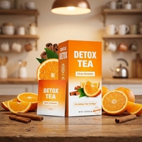 Thé détoxifiant doux saveur agrumes et cannelle sans caféine 25 sachets de thé Poids net 1,85 oz 52,5 g