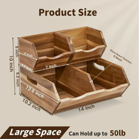 Panier de rangement pour légumes en bois à double étage empilable pour la cuisine