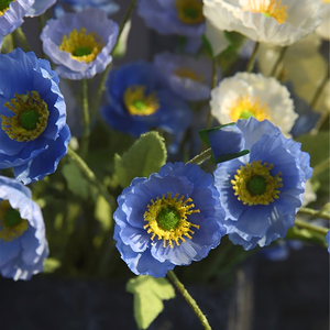 Flor Artificial de Papoula Azul em Seda Flocada Feita à Mão, 60cm, com 4 Cabeças para Decoração de Casamento e Arranjos Florais - Product Image 2