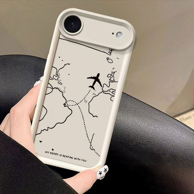 Great Airplane Map Line Print Ladder Lens Style Shockproof TPU Mobile Phone Cover Case for Iphone 12 13 14 15 16 17 18 Pro Max