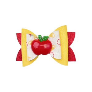 Accesorios para el Cabello de Niñas, Lindos Lazos de Tela Hechos a Mano con Brillantina, Horquillas para el Cabello con Diseño de Lápiz y Manzana para el Regreso a Clases - Product Image 3