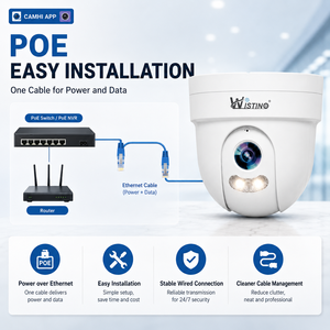 Caméra de sécurité IP POE <span class=keywords><strong>Camhi</strong></span> Pro 4MP Wistino 355 °   Caméra dôme PTZ couleur avec détection de mouvement, vision nocturne et alarme - Product Image 6