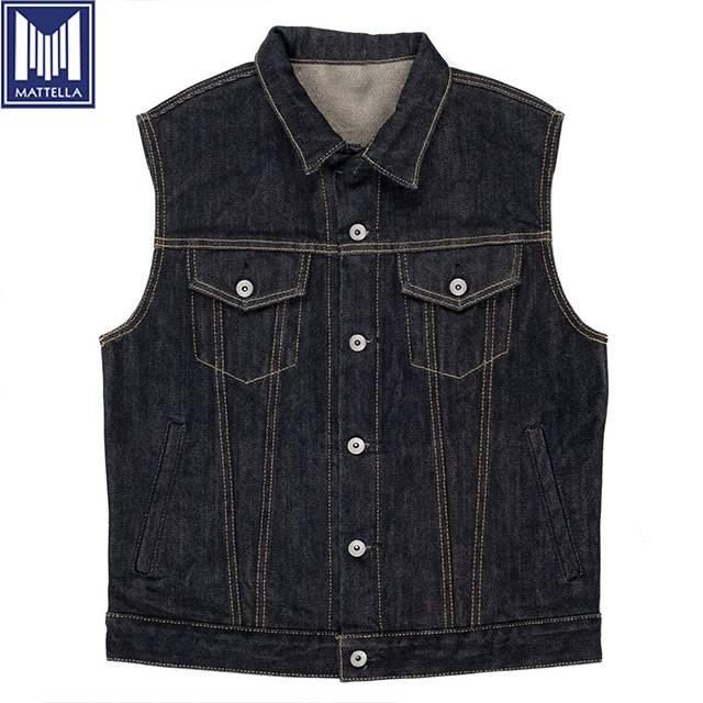 【良品】THE HIGHEST END / Selvedge Vest Custom Raw Selvedge Black Men's Denim Motorcycle Vests