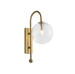 Lampe murale en laiton doré de style antique avec abat-jour en verre pour hôtel - Product Image 1