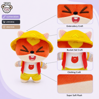 Peluche personnalisée renard orange, jouet en peluche pour enfants, adorable poupée renard de dessin animé avec chapeau jaune et tenue sportive