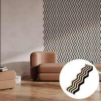 Panneaux acoustiques modernes flexibles en MDF et polyester Akupanel, à lattes ondulées pour plafond et mur, ignifuges et imperméables, pour studio et bureau.