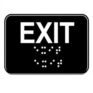 Señal de Salida en Braille de Diseño Posmoderno, 6x3 Pulgadas, Cumple con ADA, Plástico Impreso con UV, Certificado CE, Adhesivo para Oficina o Negocio - Product Image 1