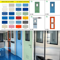 Porte de salle blanche à double battant en acier galvanisé personnalisé avec fenêtre visuelle ouverture automatique pour les hôpitaux et les écoles