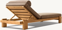 Ensemble de jardin de luxe en teck pour balcon et bord de piscine avec chaise longue, design moderne, coussins résistants aux UV inclus