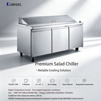 Vitrine réfrigérée à trois portes de 510 L avec ventilateur de refroidissement pour présentation de pizzas et salades