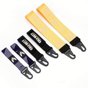 Custom Printed Logo Woven <b>Nylon</b> Jacquard Keychain Short Wrist Lanyard With Eagle Mouth <b>Hook</b> - Product Image 3