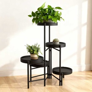 Soporte Plegable de Metal para Plantas, con 5 Macetas, Redondo, para Interiores, Exteriores y Balcones - Product Image 2