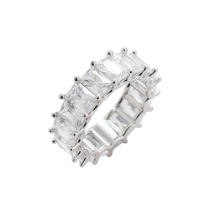 Bague en cuivre entièrement sertie de zirconium, bague en zirconium en forme d'échelle, bague pour l'index féminin. - Product Image 2