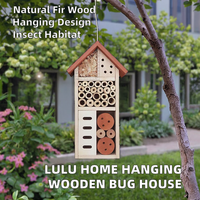 Hôtel à insectes en bois massif alvéolé, étanche, à suspendre en extérieur, pour jardin et pollinisation