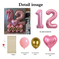 Ensemble de ballons en latex magiques créatifs en promotion, numéros et cœurs roses, pour colonne de ballons, décorations de fête d'anniversaire pour enfants