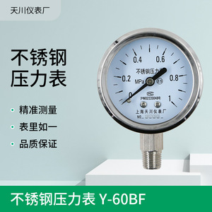 Stainless Steel Pressure <b>Gauge</b> Y-60BF 0-1MPa Radial Type <b>Thread</b> Connection Shanghai Factory - Product Image 5