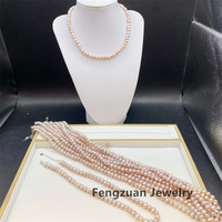 Perles d'eau douce naturelles de qualité A, presque rondes, violettes, 6-8 mm, vente en gros, demi-percées, entièrement percées, sans trou