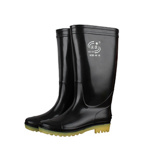 Bottes de pluie montantes pour hommes Shu Bin, hauteur 38 cm, antidérapantes, semelle en caoutchouc résistante à l'usure, bottes de travail, couleur noire unie - Product Image 5
