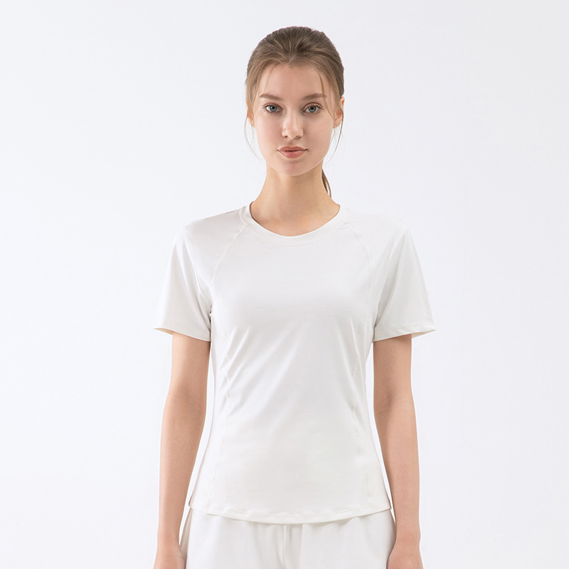 Women's Leisure Sports Top Breathable Fitness Clothing for Outdoor Running Yoga Gym Cross-Border Europe United States Slimming