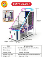 Machine de jeu d'arcade de basket-ball de rue commerciale, machine de tir au basket-ball à monnayeur pour centre de jeux et FEC