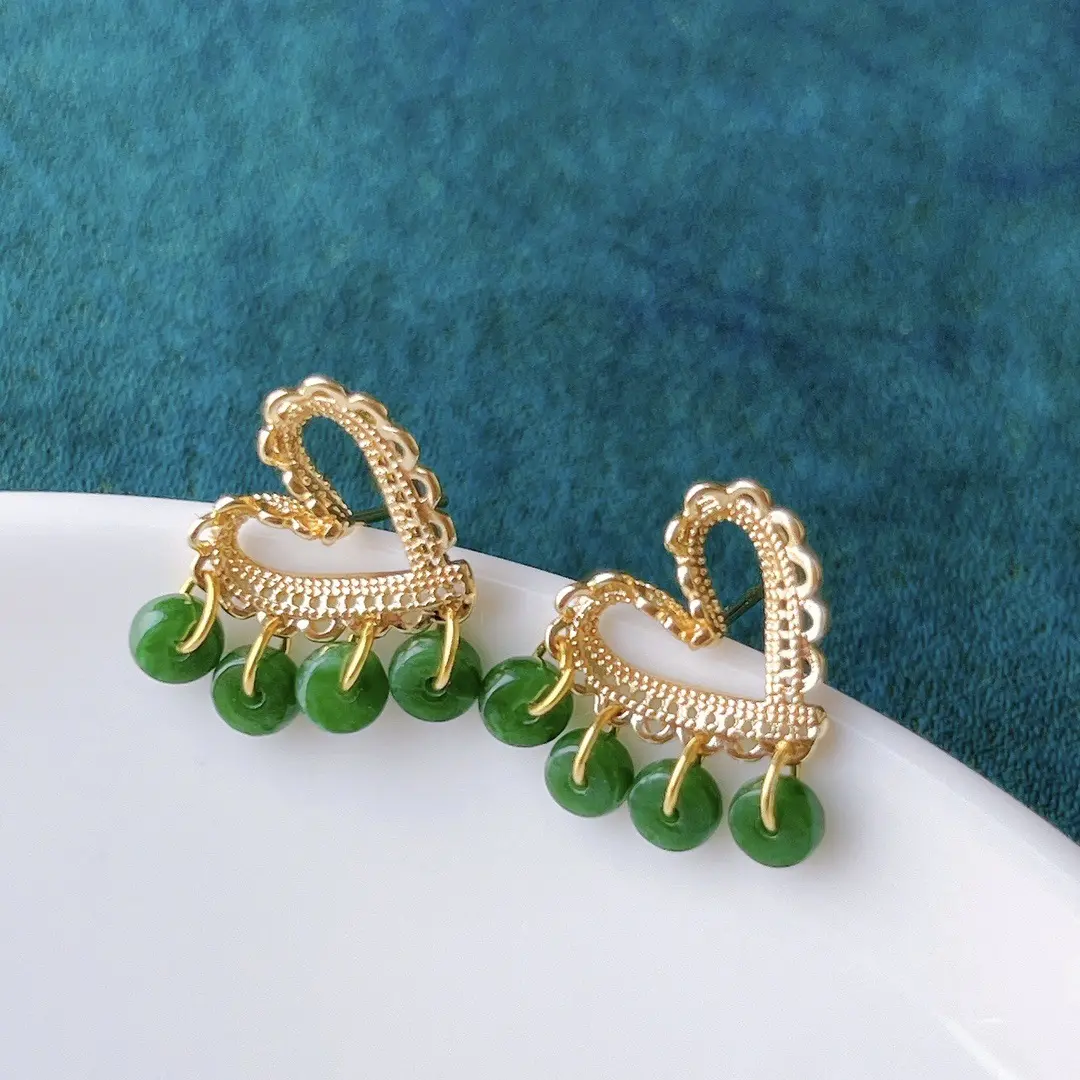 Bohemian Style Earring Accessories 14k Gold Earring Heart Shape Earring