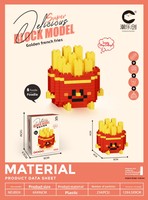 Jouet de construction éducatif en plastique ABS compatible 8921-8932 avec des frites, un hamburger et des fruits - Ensemble de micro-pièces de 200 à 400 pièces