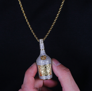 Jialin de ins hiphop helado lleno de diamantes brillo whisky <span class=keywords><strong>vino</strong></span> mini botella de <span class=keywords><strong>vino</strong></span> cz colgante collar - Product Image 6