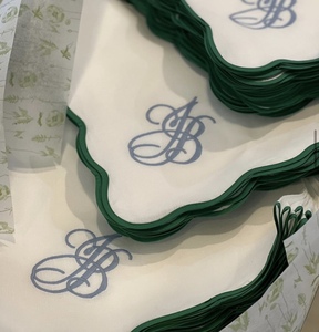 Servilletas de letras personalizadas LY, manteles individuales bordados de <span class=keywords><strong>lino</strong></span> <span class=keywords><strong>para</strong></span> fiesta, boda, restaurante - Product Image 6