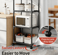 Chariot de rangement mobile en acier à 6 niveaux, robuste, pour micro-ondes, accessoires de cuisine modernes, vente en gros