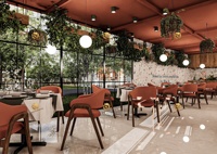Design d'intérieur moderne et simple pour le café Concept de comptoir de bar de restaurant personnalisé Ensemble meubles de table de restaurant de fantaisie