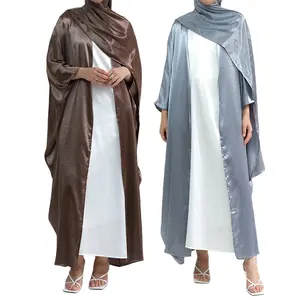Venta caliente ropa musulmana casual para reuniones diarias turcas en Dubai abaya abierta con vestido musulmán hijab