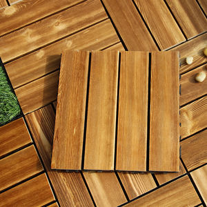 Suelo Decorativo Interior de Madera de Pino Carbonizada, Baldosas de Madera Entrelazadas para Terraza Exterior, Patio - Product Image 5