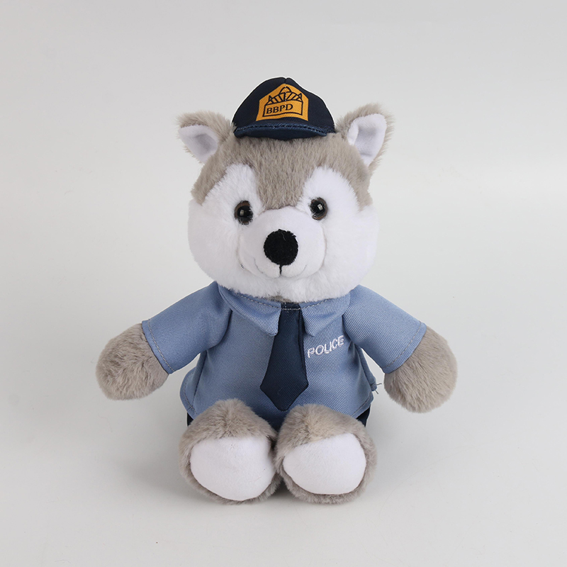 Yangzhou factory OEM custom peluche uniforme della polizia husky teddy bear