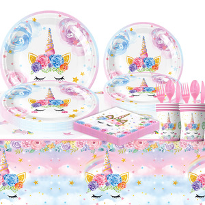 Kit di Stoviglie per Festa di Halloween a Tema Unicorno per 10 Ospiti, Decorazioni per Festa di <span class=keywords><strong>Compleanno</strong></span> di 1 Anno per Bambina con Unicorno Cartoon - Product Image 2