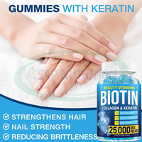 Ausreson OEM/ODM Super Biotine + Vitamine C B7 Compléments Alimentaires pour la Croissance Capillaire Gommes de Biotine Collagène Kératine