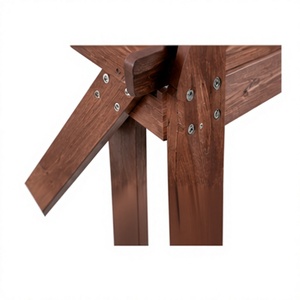 TACASA Durable Outdoor Solid Wood Double <b>Garden</b> <b>Bench</b> <b>with</b> Center <b>Table</b> for Patio, Courtyard, Villa & Farmhouse - Product Image 2